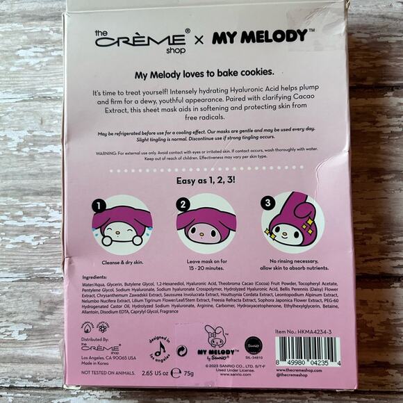 The Crème Shop My Melody Softer Than Cookies Sheet Mask Box of 3 Gift - Picture 3 of 3